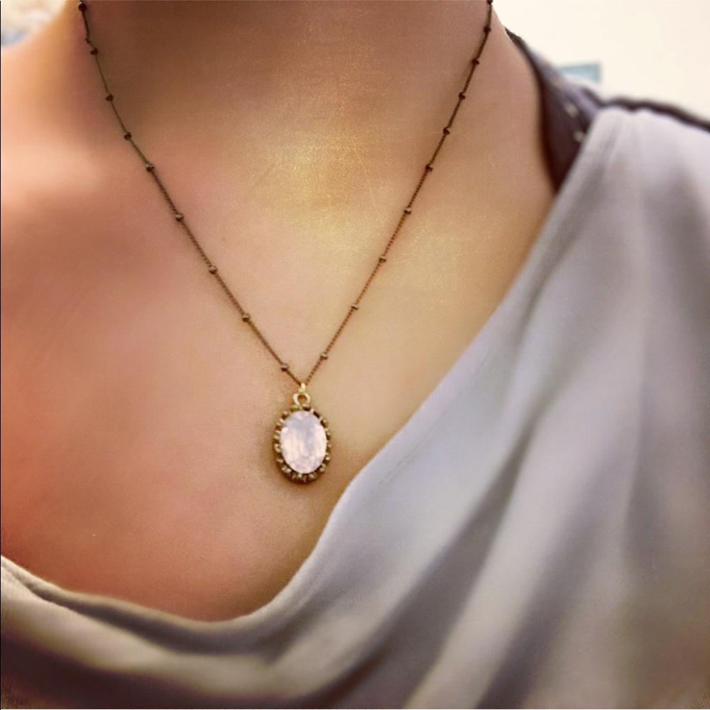 Beautiful Crystal Necklace on Black Bead Chain